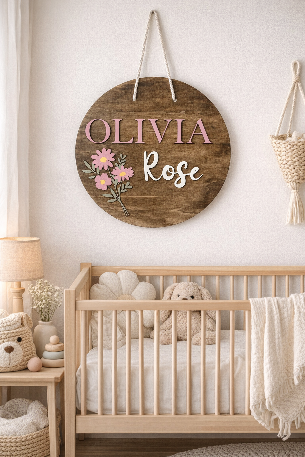 Custom Baby Name Sign | Wooden Nursery Door Sign