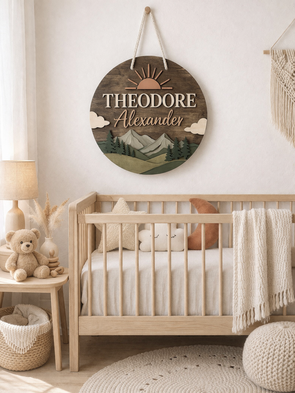 Custom Baby Name Sign | Wooden Nursery Door Sign