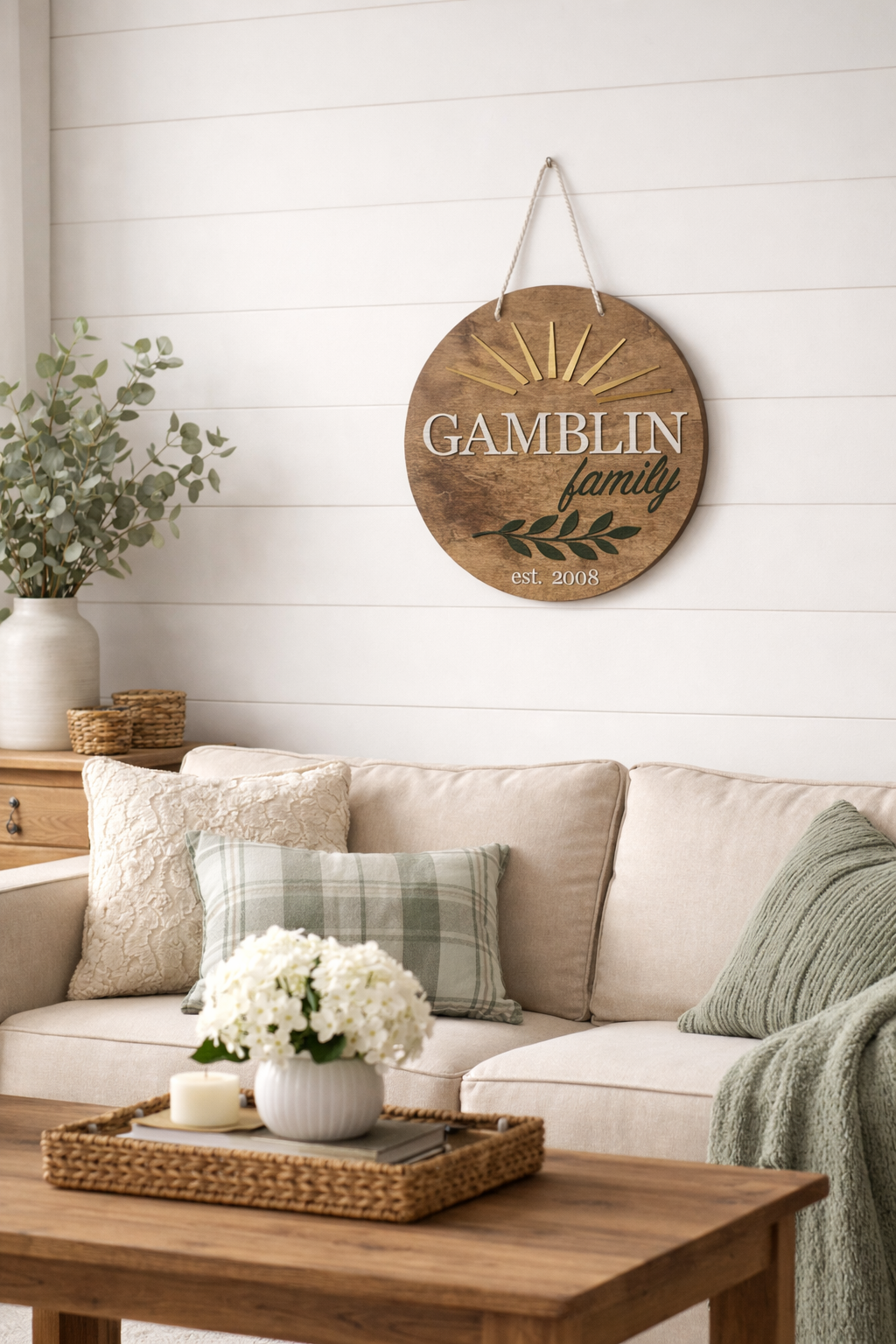 Custom Family Name Sign | Personalized Wooden Door Sign