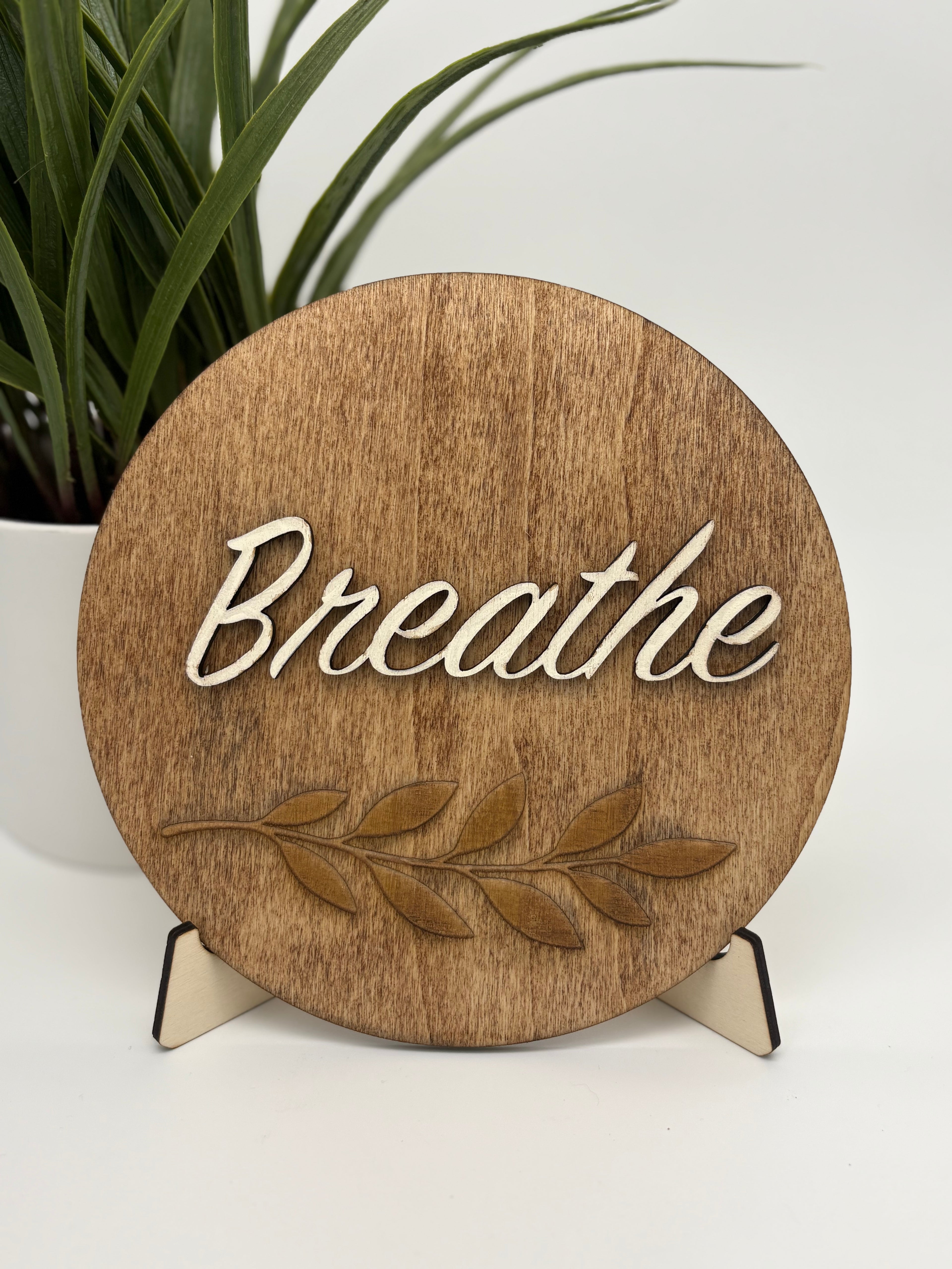 Breathe – 6” Layered Wood Shelf Sign